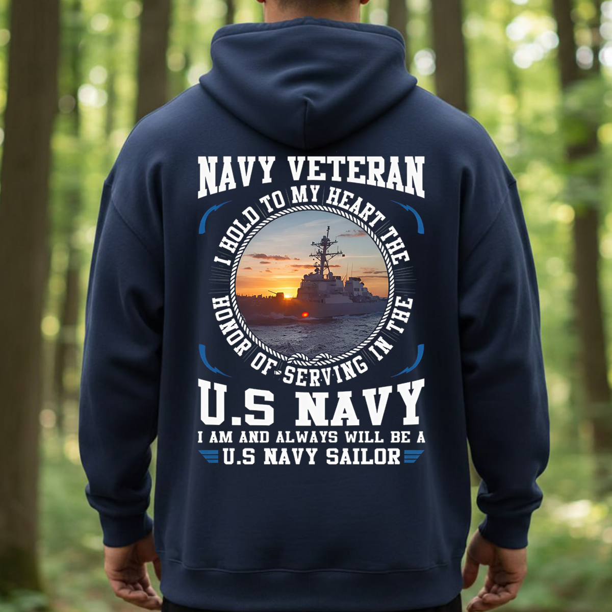 Navy Veteran T-Shirt, Hoodie, Sweatshirt – I Hold to My Heart the Honor of Serving in the U.S. Navy – Proud U.S. Navy Sailor Military Veteran Apparel for Men