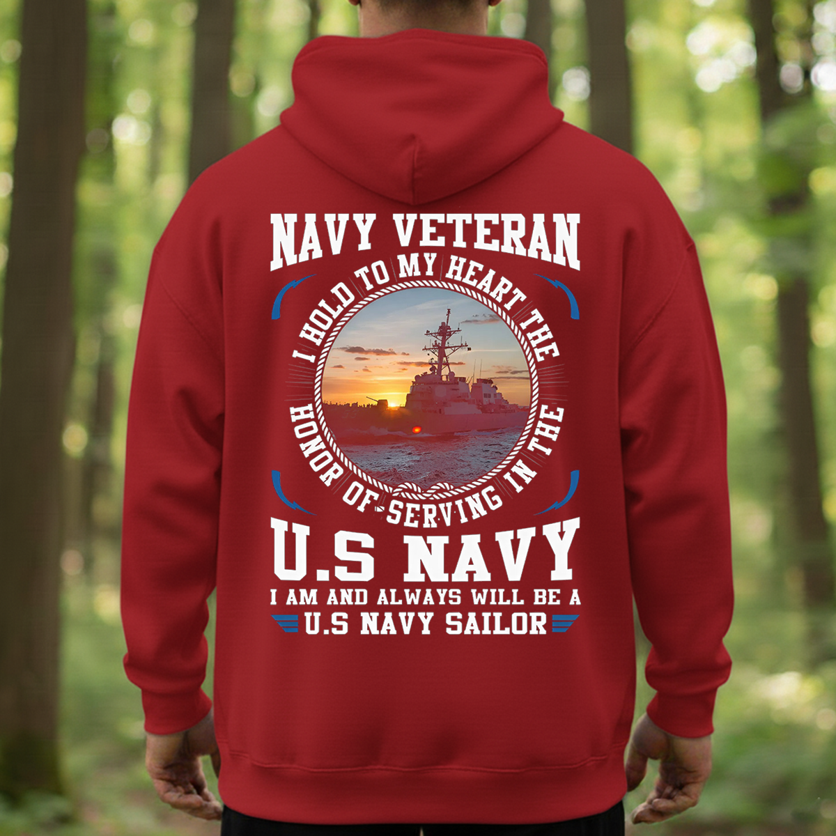 Navy Veteran T-Shirt, Hoodie, Sweatshirt – I Hold to My Heart the Honor of Serving in the U.S. Navy – Proud U.S. Navy Sailor Military Veteran Apparel for Men