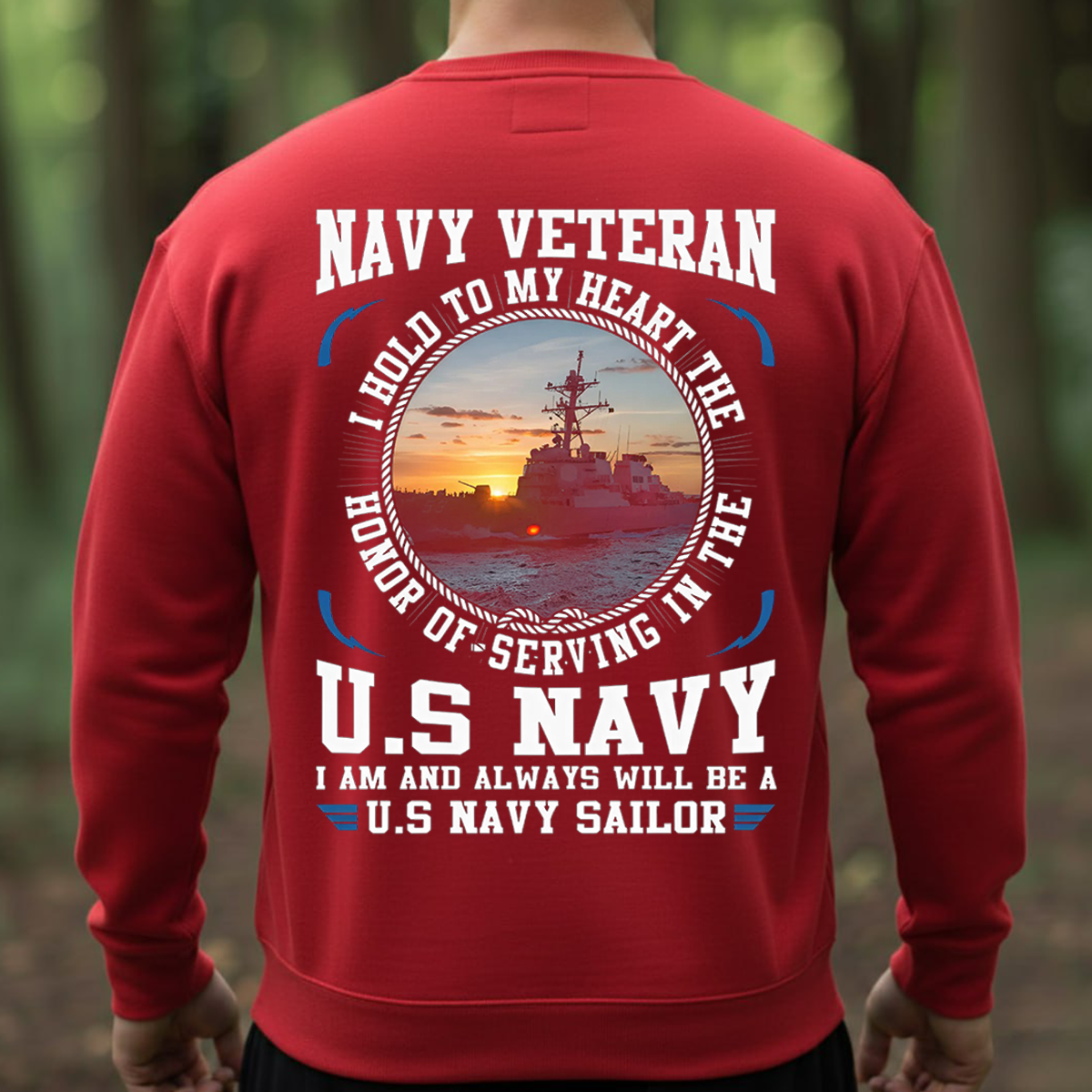 Navy Veteran T-Shirt, Hoodie, Sweatshirt – I Hold to My Heart the Honor of Serving in the U.S. Navy – Proud U.S. Navy Sailor Military Veteran Apparel for Men