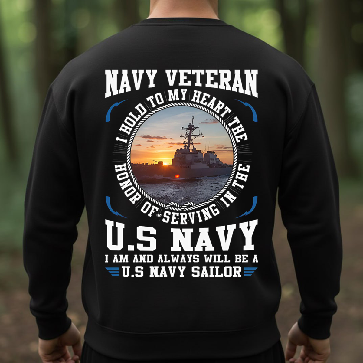 Navy Veteran T-Shirt, Hoodie, Sweatshirt – I Hold to My Heart the Honor of Serving in the U.S. Navy – Proud U.S. Navy Sailor Military Veteran Apparel for Men