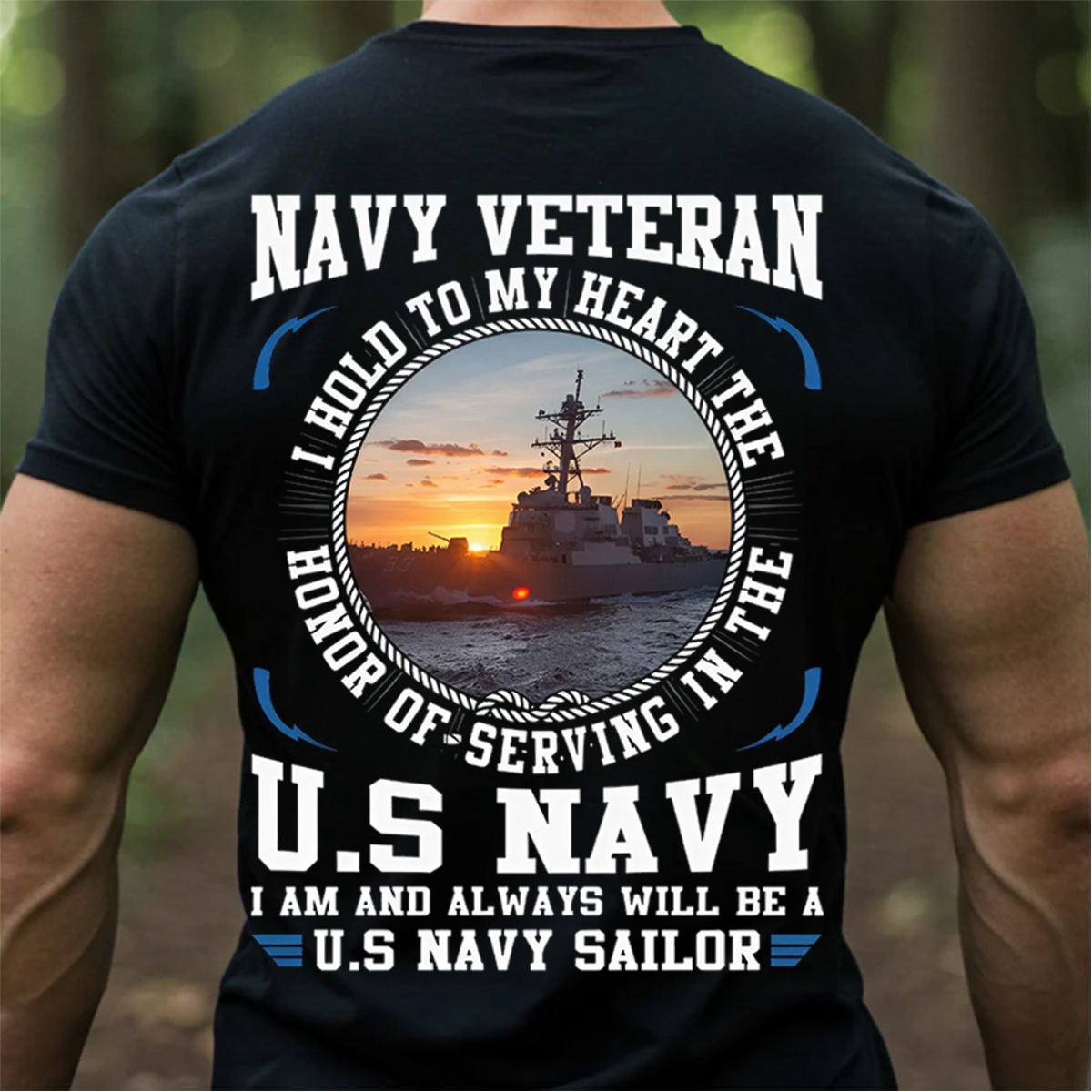 Navy Veteran T-Shirt, Hoodie, Sweatshirt – I Hold to My Heart the Honor of Serving in the U.S. Navy – Proud U.S. Navy Sailor Military Veteran Apparel for Men