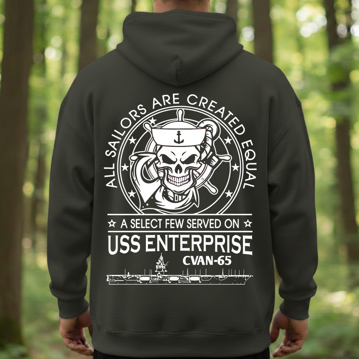 All Sailors Are Created Equal T-Shirt, Sweatshirt, Hoodie – A Select Few Served on USS Enterprise CVAN-65 – Navy Veteran Skull and Ship Design – Military Pride Tee