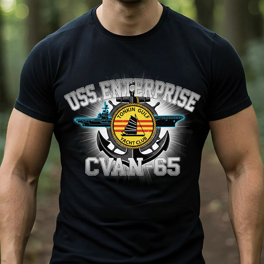 USS Enterprise CVAN-65 T-Shirt, Sweatshirt, Hoodie– Tonkin Gulf Yacht Club Navy Veteran Shirt – Vietnam War Aircraft Carrier Military Pride Tee for Men