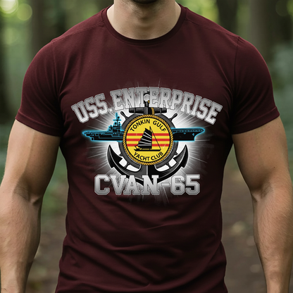 USS Enterprise CVAN-65 T-Shirt, Sweatshirt, Hoodie– Tonkin Gulf Yacht Club Navy Veteran Shirt – Vietnam War Aircraft Carrier Military Pride Tee for Men