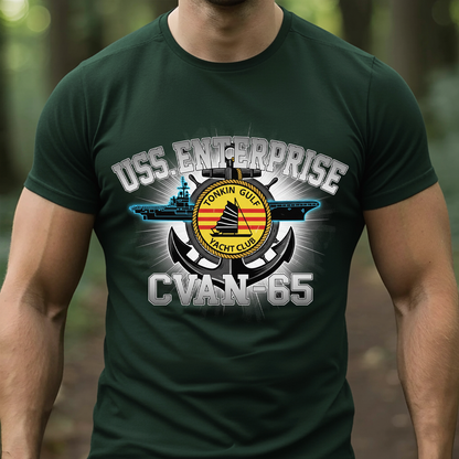 USS Enterprise CVAN-65 T-Shirt, Sweatshirt, Hoodie– Tonkin Gulf Yacht Club Navy Veteran Shirt – Vietnam War Aircraft Carrier Military Pride Tee for Men