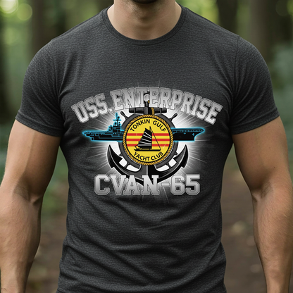 USS Enterprise CVAN-65 T-Shirt, Sweatshirt, Hoodie– Tonkin Gulf Yacht Club Navy Veteran Shirt – Vietnam War Aircraft Carrier Military Pride Tee for Men