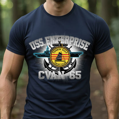 USS Enterprise CVAN-65 T-Shirt, Sweatshirt, Hoodie– Tonkin Gulf Yacht Club Navy Veteran Shirt – Vietnam War Aircraft Carrier Military Pride Tee for Men