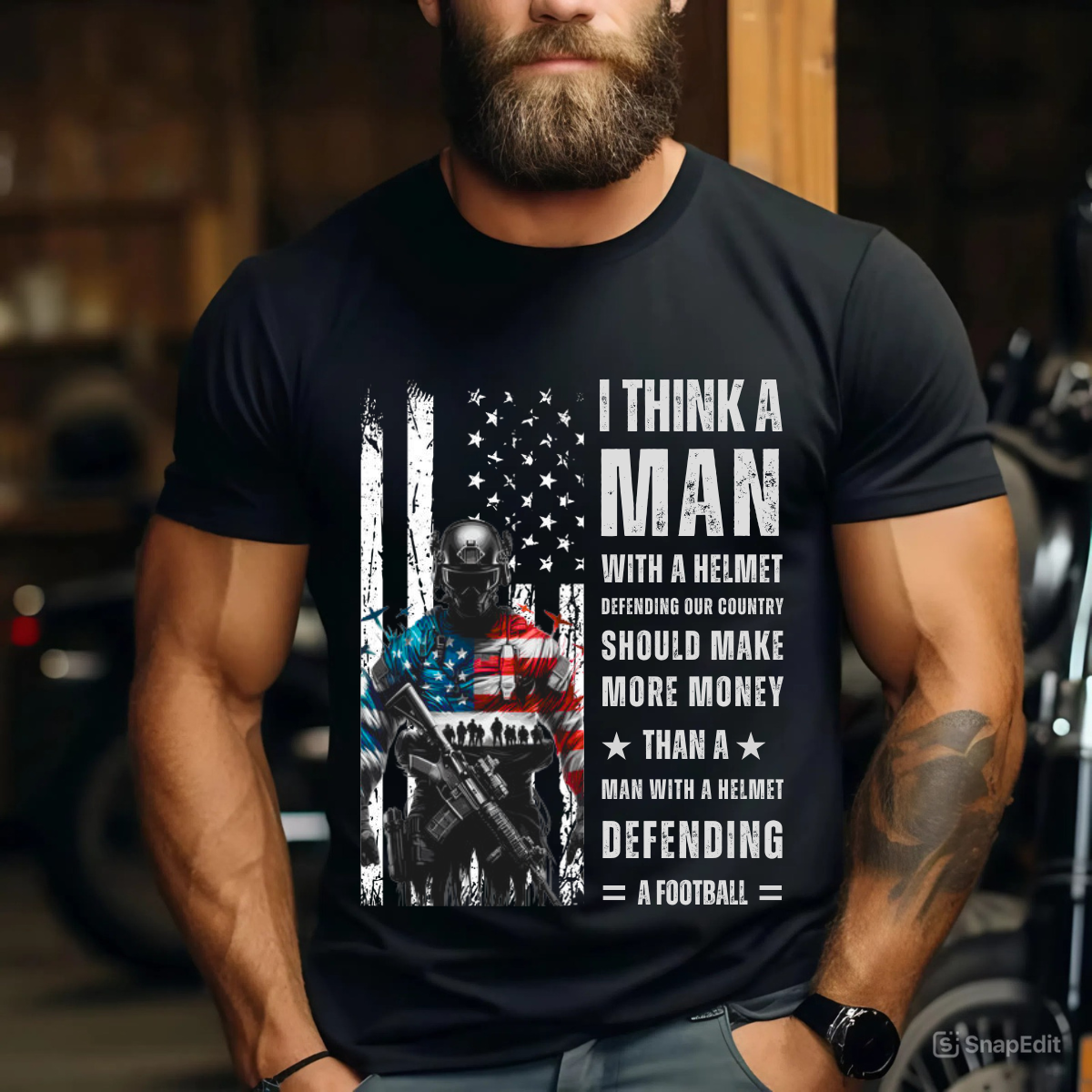 A Man Defending Our Country Should Make More Money Than A Man Defending A Football – Patriotic Veteran T-Shirt, Idea Gift For Veteran