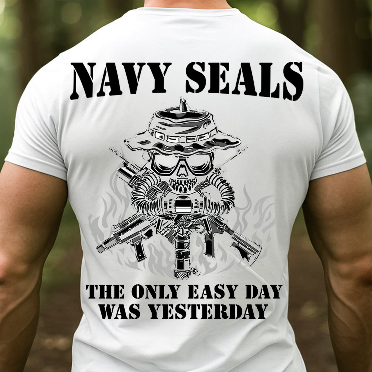Navy SEALs Skull T-Shirt – The Only Easy Day Was Yesterday, Special Forces Military Veteran Shirt