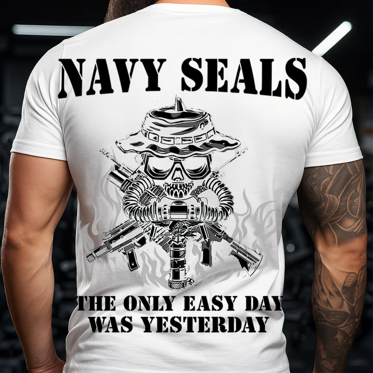 Navy SEALs Skull T-Shirt – The Only Easy Day Was Yesterday, Special Forces Military Veteran Shirt