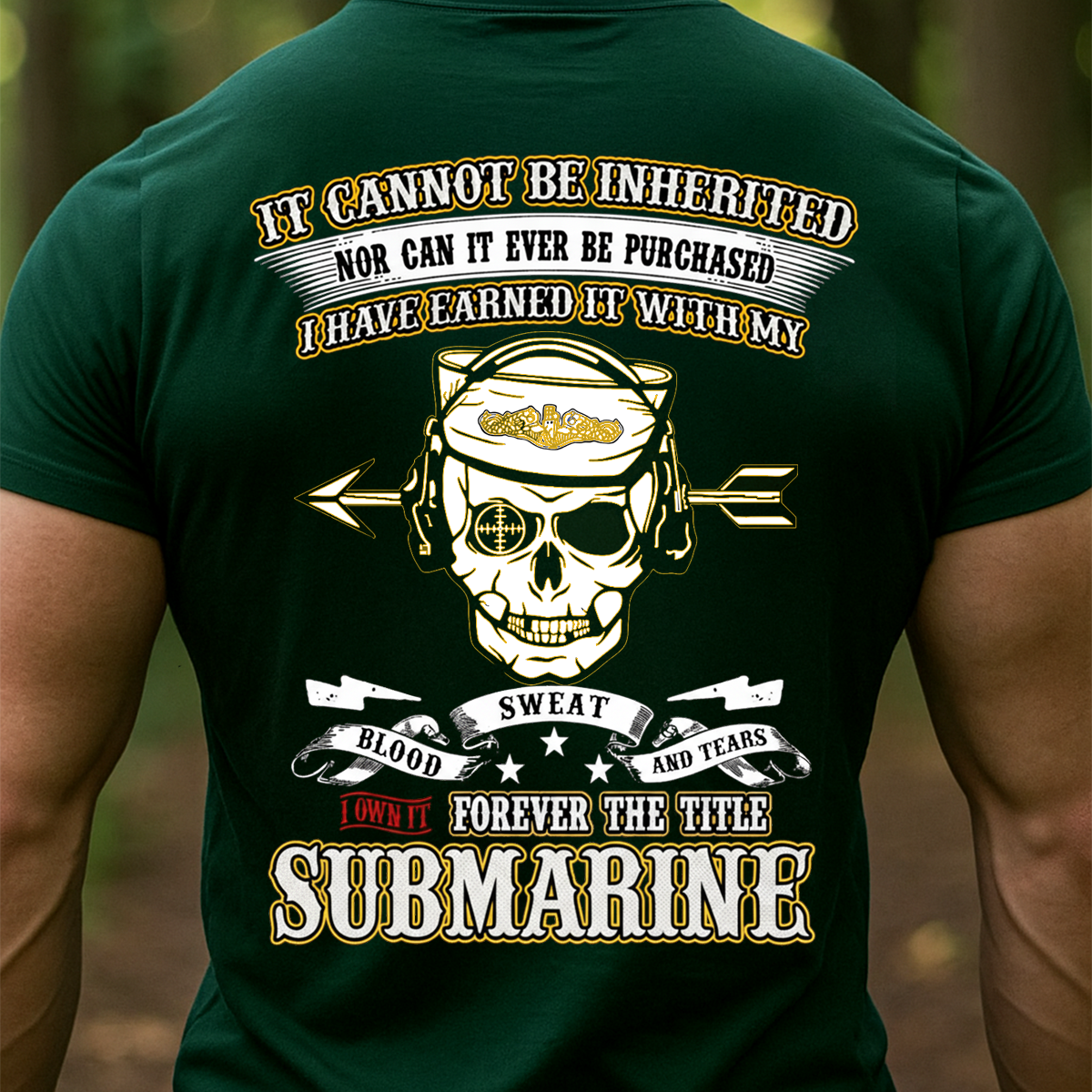Submarine Veteran T-Shirt – Blood Sweat and Tears Skull Navy Dolphins T-shirt  – Silent Service Military Pride Shirt