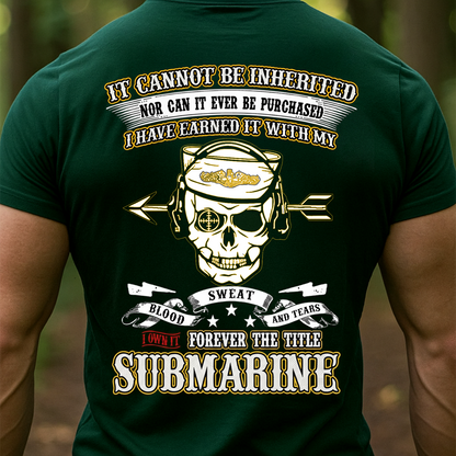 Submarine Veteran T-Shirt – Blood Sweat and Tears Skull Navy Dolphins T-shirt  – Silent Service Military Pride Shirt