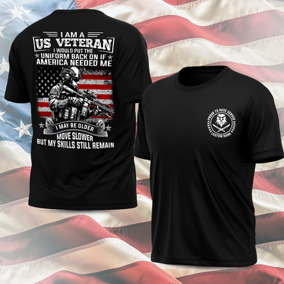 Personalized Proud Military Service Patriotic Tee for Veterans, Custome Name US Veteran Unisex T-shirt