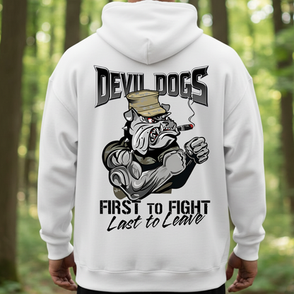 First to Fight Last to Leave Bulldog T-Shirt- Devil Dogs Military Shirt – Gift For Veteran, Husband,Dad, Grandpa