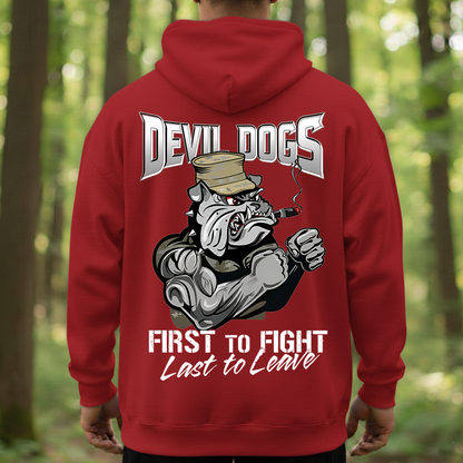 First to Fight Last to Leave Bulldog T-Shirt- Devil Dogs Military Shirt – Gift For Veteran, Husband,Dad, Grandpa
