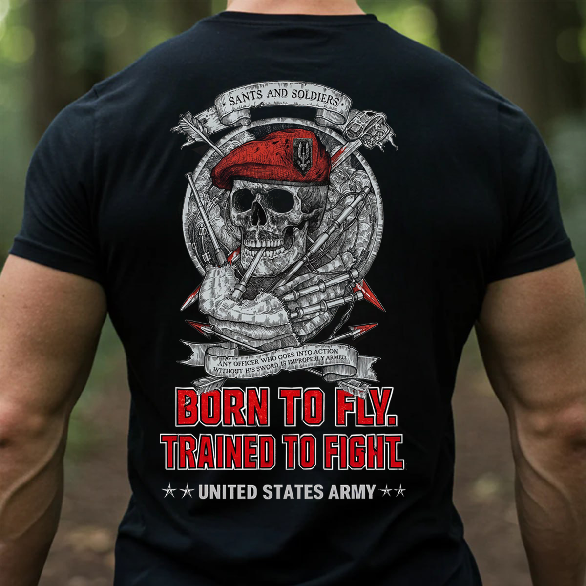 Born to Fly, Trained to Fight - U.S. Army Skull T-Shirt with Military Design- Gift For Veterans Day