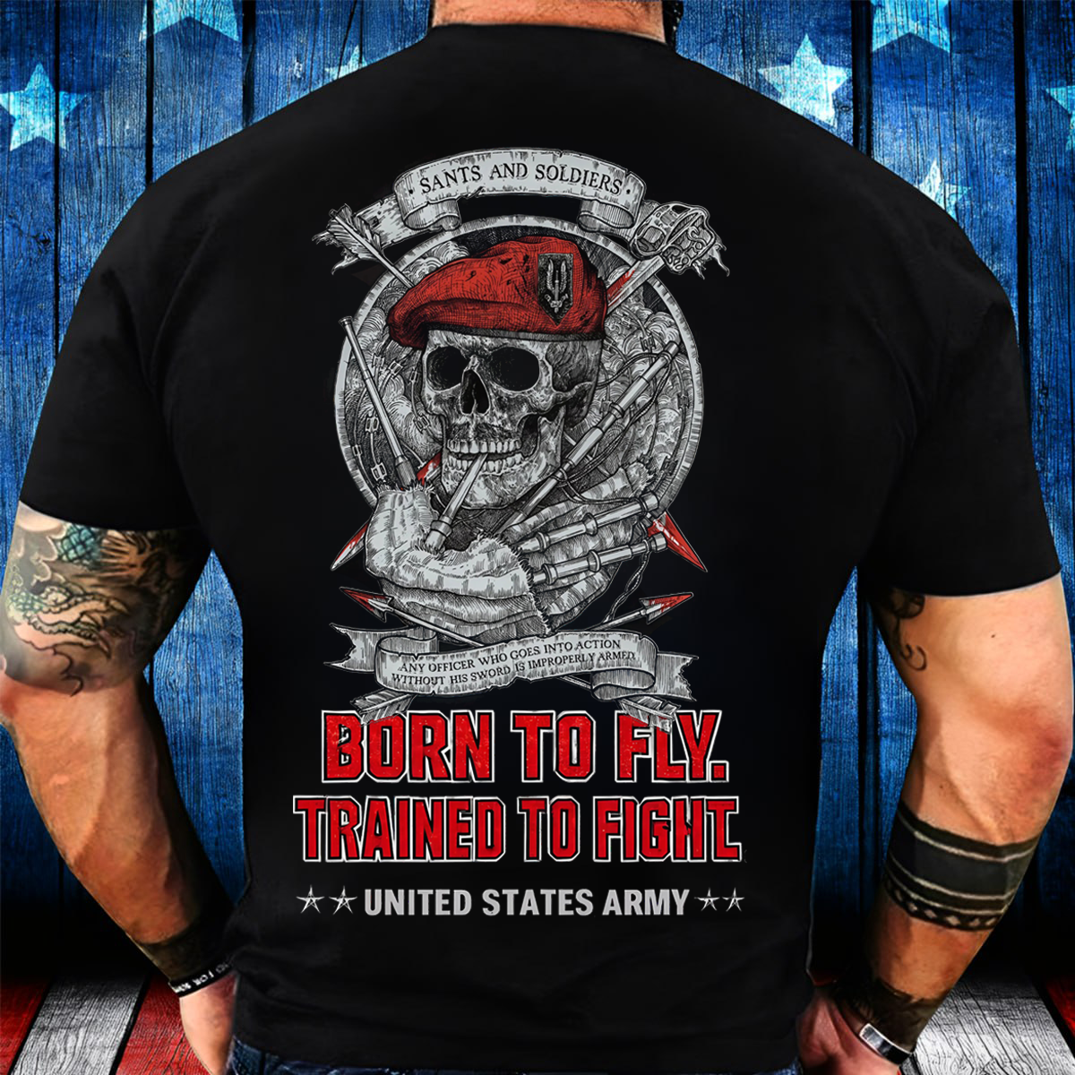 Born to Fly, Trained to Fight - U.S. Army Skull T-Shirt with Military Design- Gift For Veterans Day
