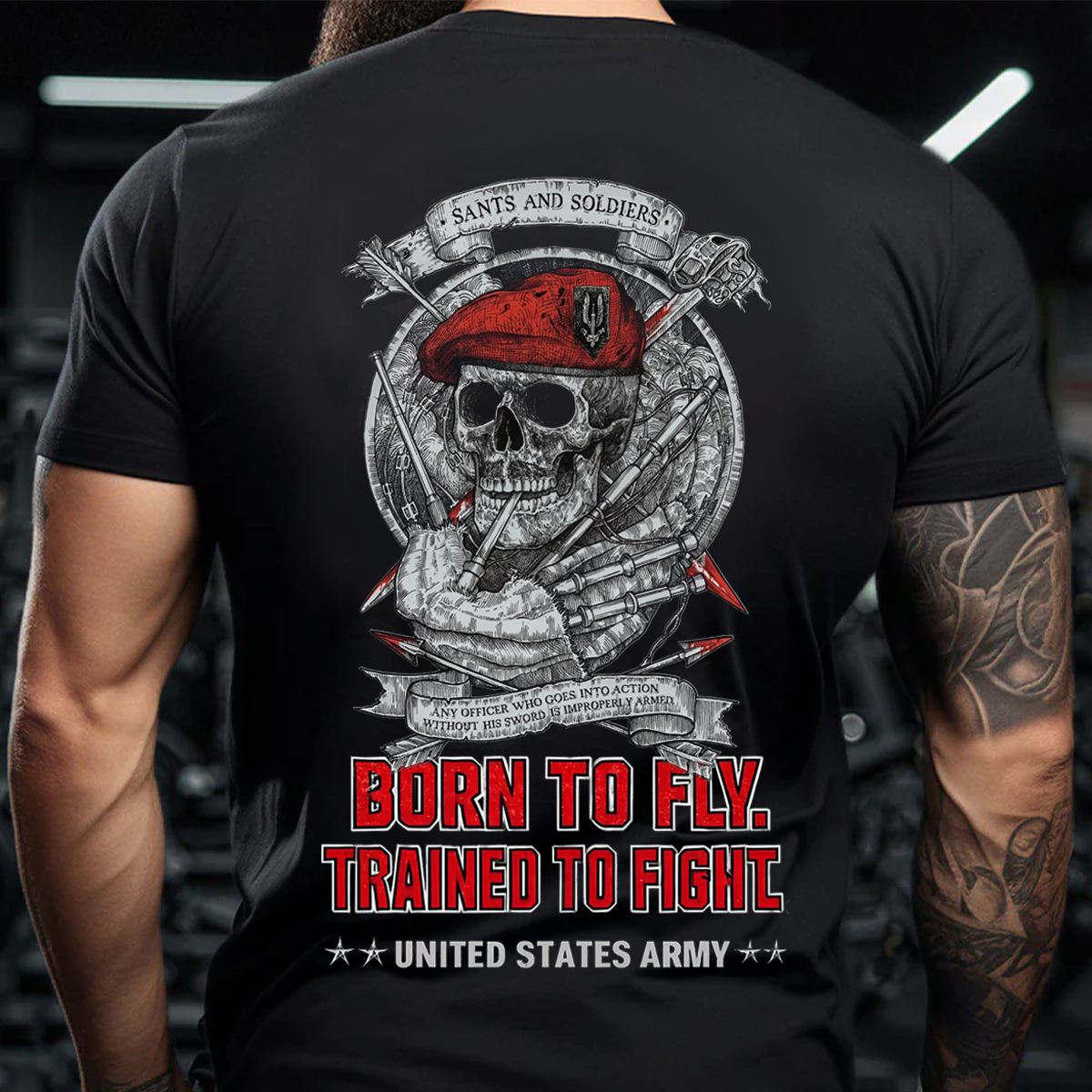 Born to Fly, Trained to Fight - U.S. Army Skull T-Shirt with Military Design- Gift For Veterans Day