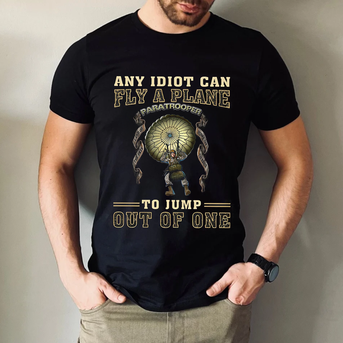 Funny Airborne Paratrooper T-Shirt – "Jump Out of a Plane" Quote ,Veteran Gift