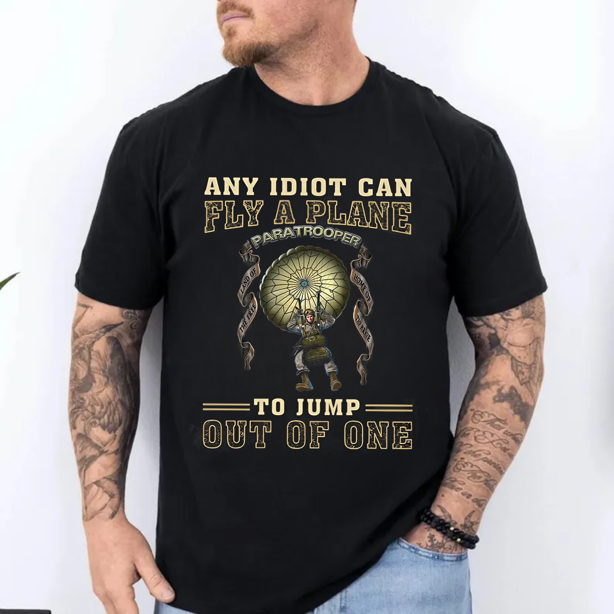 Funny Airborne Paratrooper T-Shirt – "Jump Out of a Plane" Quote ,Veteran Gift