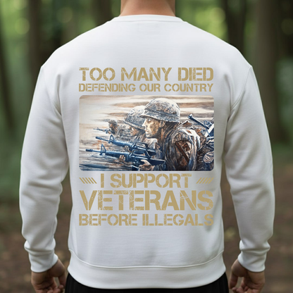 Honor Our Veterans Shirt – Too Many Died Defending Our Country Tee – Patriotic Military Support Shirt