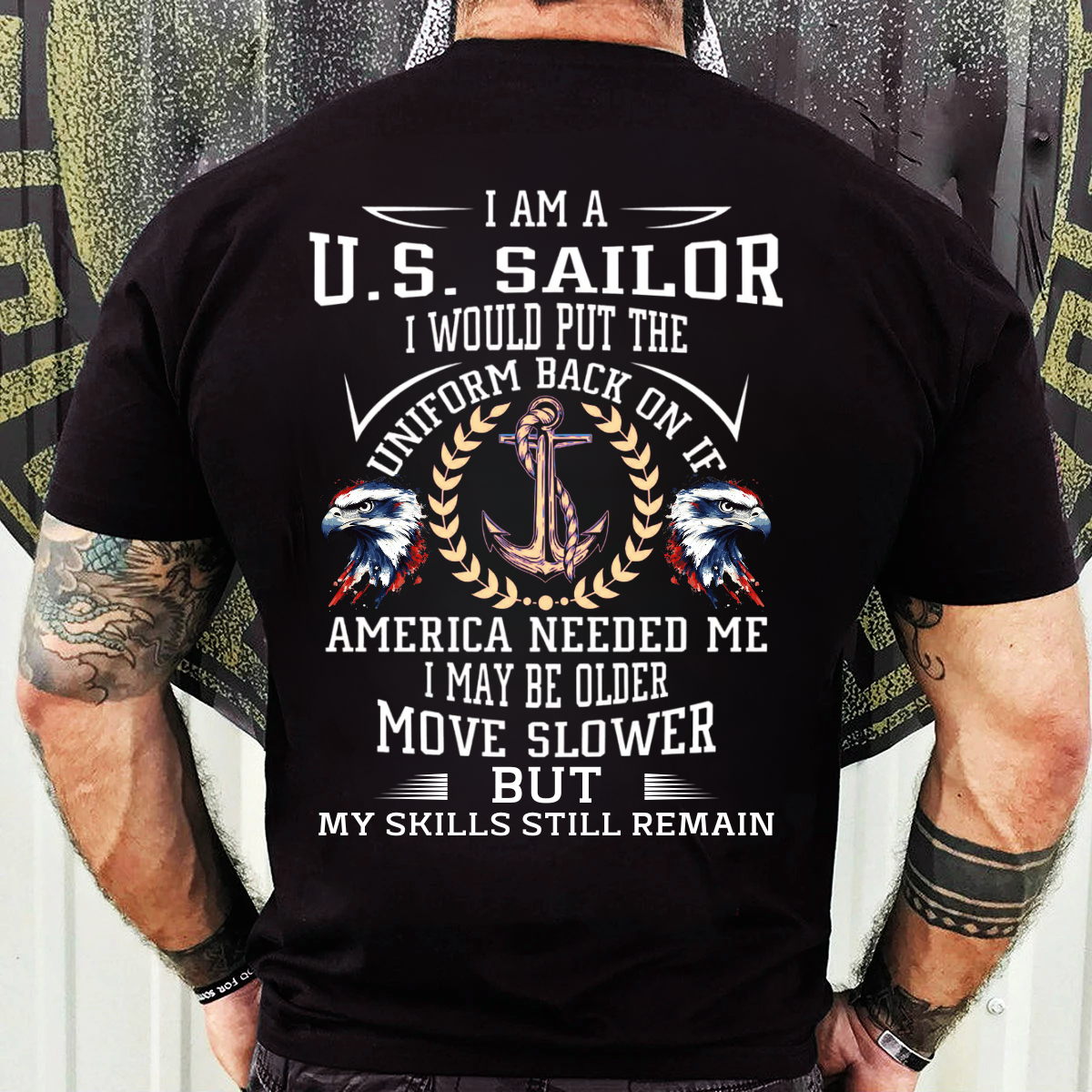 Proud U.S. Sailor Shirt, Sweatshirt, Hoodie – Military Veteran Quote – Patriotic Anchor Eagle Design