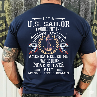 Proud U.S. Sailor Shirt, Sweatshirt, Hoodie – Military Veteran Quote – Patriotic Anchor Eagle Design