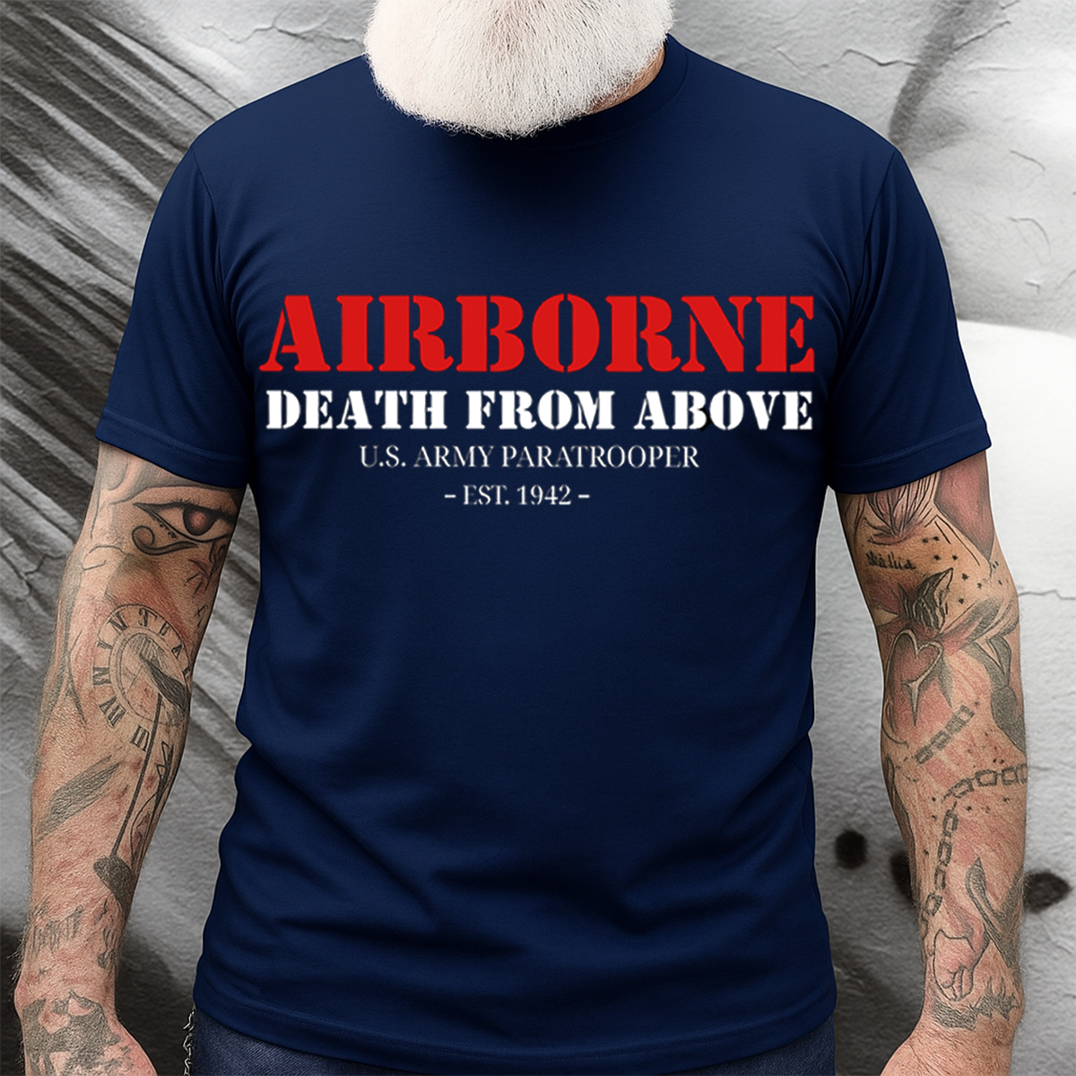2side-U.S. Army Airborne Paratrooper Shirt – Death From Above Skull Wings 2-Sided Military Tee