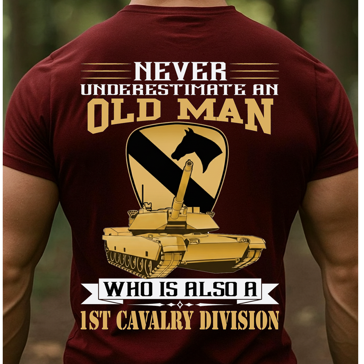 Never Underestimate an Old Man T-shirt, Hoodie, Sweatshirt – 1st Cavalry Division Veteran Shirt