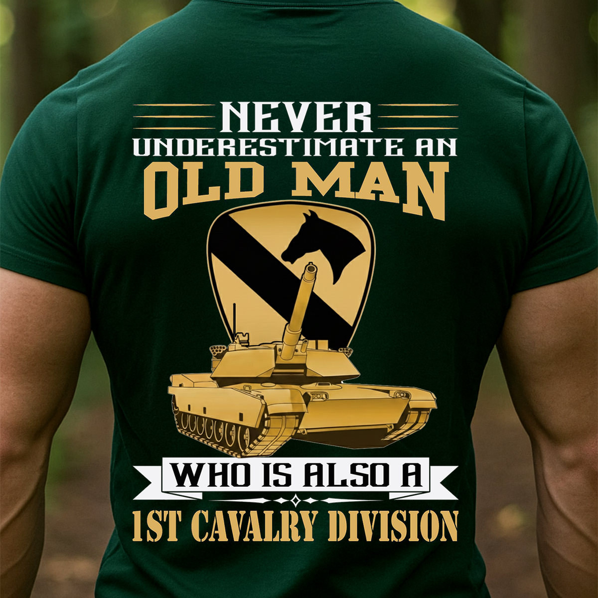 Never Underestimate an Old Man T-shirt, Hoodie, Sweatshirt – 1st Cavalry Division Veteran Shirt