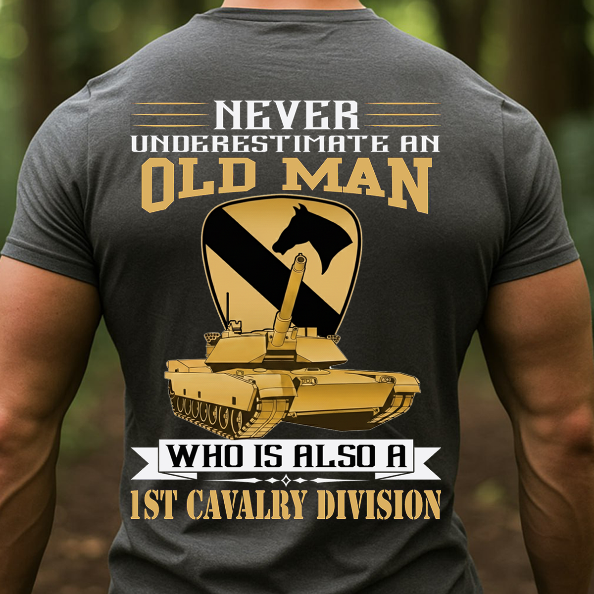 Never Underestimate an Old Man T-shirt, Hoodie, Sweatshirt – 1st Cavalry Division Veteran Shirt