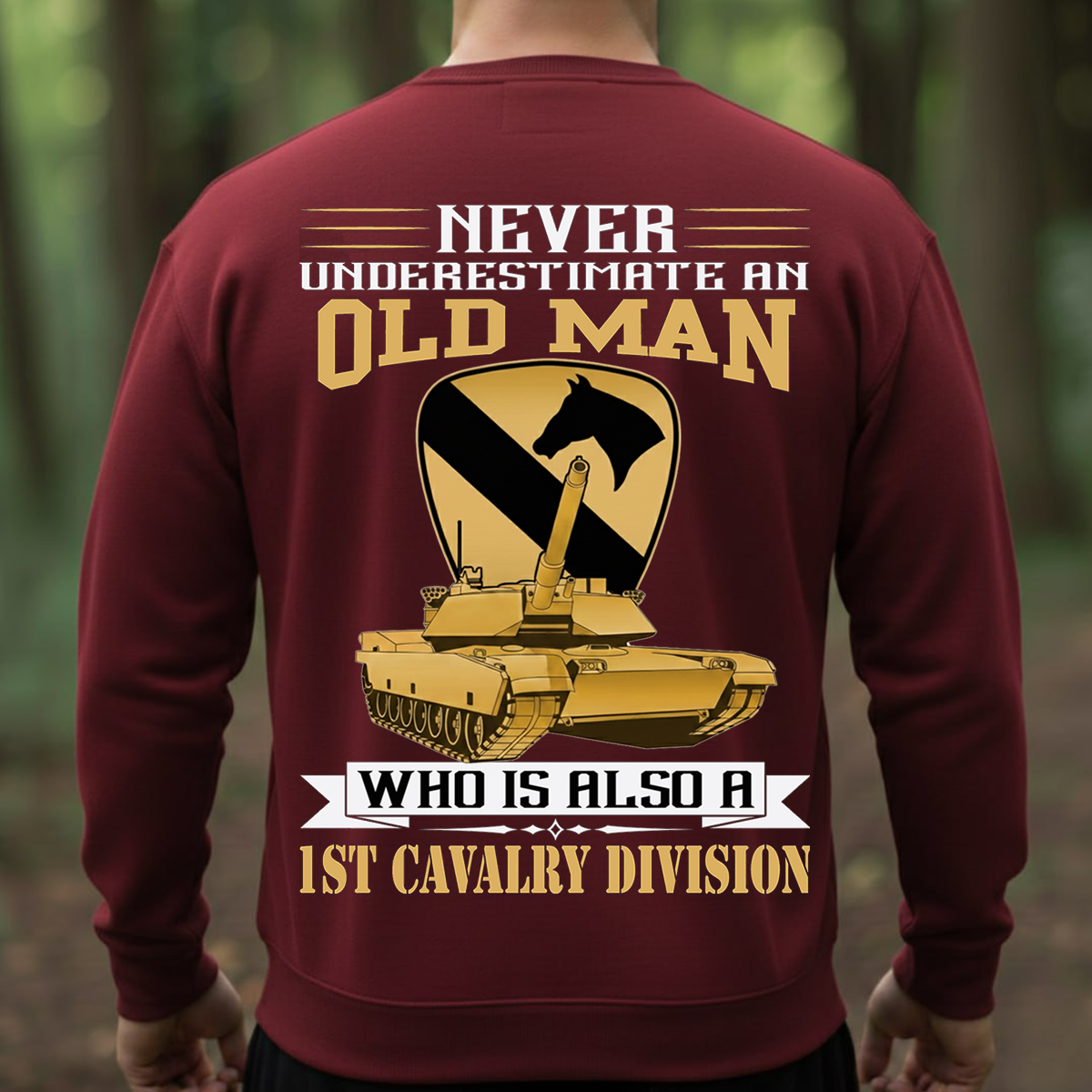 Never Underestimate an Old Man T-shirt, Hoodie, Sweatshirt – 1st Cavalry Division Veteran Shirt
