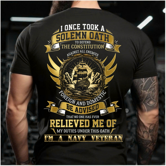 U.S Navy Veteran T-Shirt – Solemn Oath Design – American Military Pride