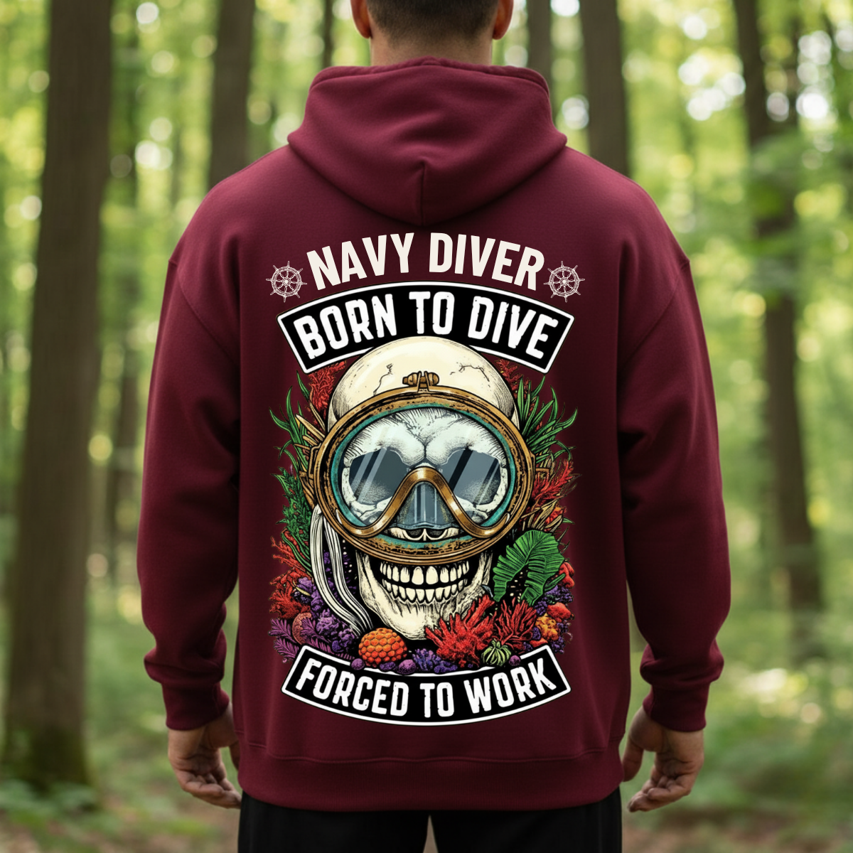 Navy Diver Veteran Shirt – Born To Dive Forced To Work – Military Veteran Gift Tee