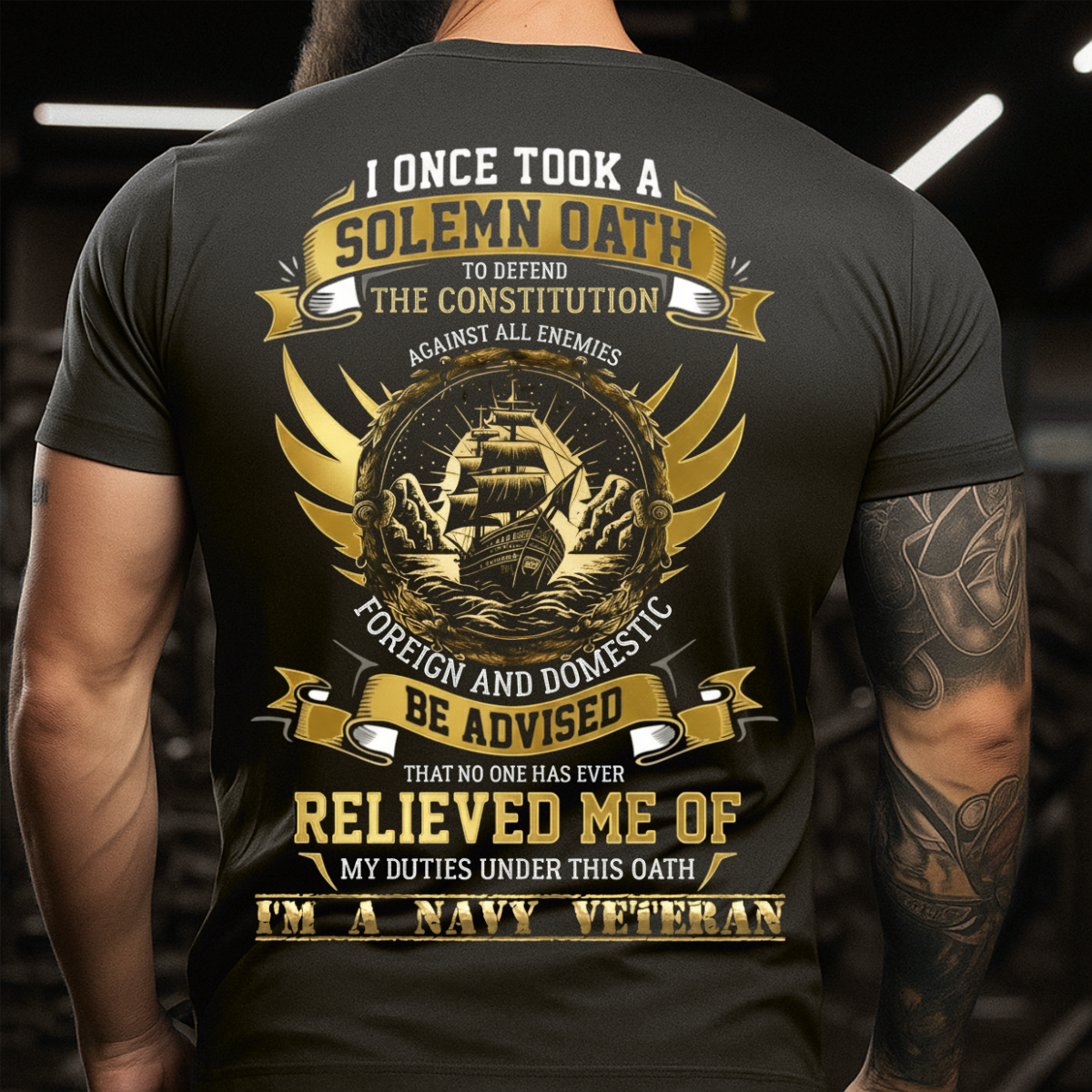 U.S Navy Veteran T-Shirt – Solemn Oath Design – American Military Pride