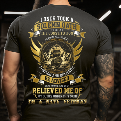 U.S Navy Veteran T-Shirt – Solemn Oath Design – American Military Pride