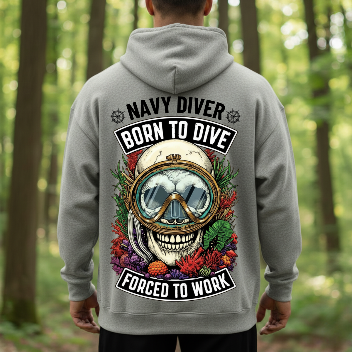 Navy Diver Veteran Shirt – Born To Dive Forced To Work – Military Veteran Gift Tee