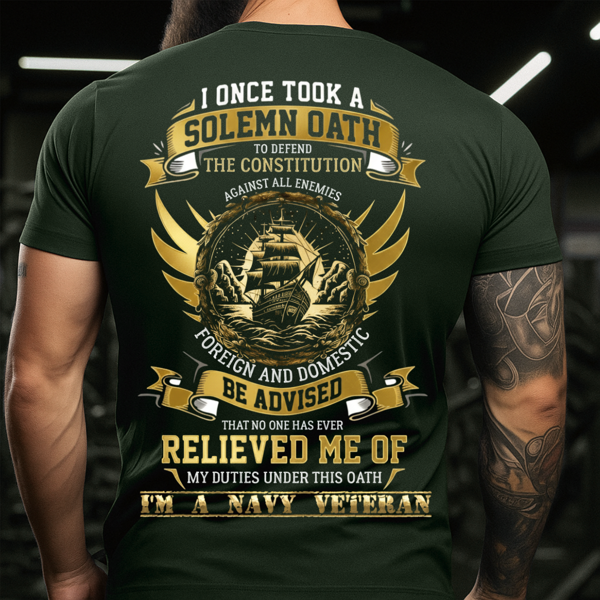 U.S Navy Veteran T-Shirt – Solemn Oath Design – American Military Pride