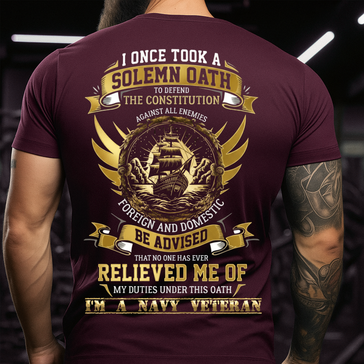 U.S Navy Veteran T-Shirt – Solemn Oath Design – American Military Pride