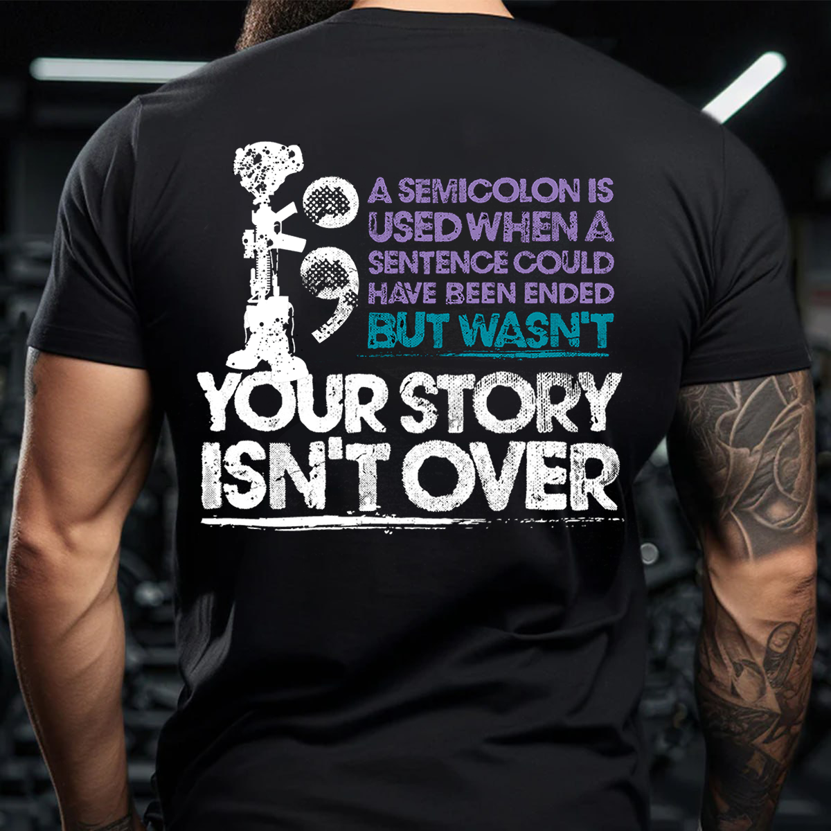 Semicolon Veteran T-Shirt - Your Story Isn’t Over PTSD Awareness Tee