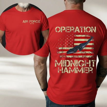 US Air Force B-2 Crew Operation Midnight Hammer, American Flag Design, 2 Sided Unisex Cotton Shirt for USAF Men, Gift for Veterans Day
