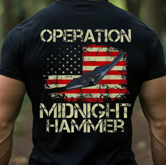US Air Force B-2 Crew Operation Midnight Hammer, American Flag Design, 2 Sided Unisex Cotton Shirt for USAF Men, Gift for Veterans Day