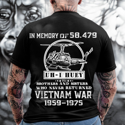 UH-1 Huey Vietnam War Memorial T-Shirt – In Memory of 58,479  Never Returned