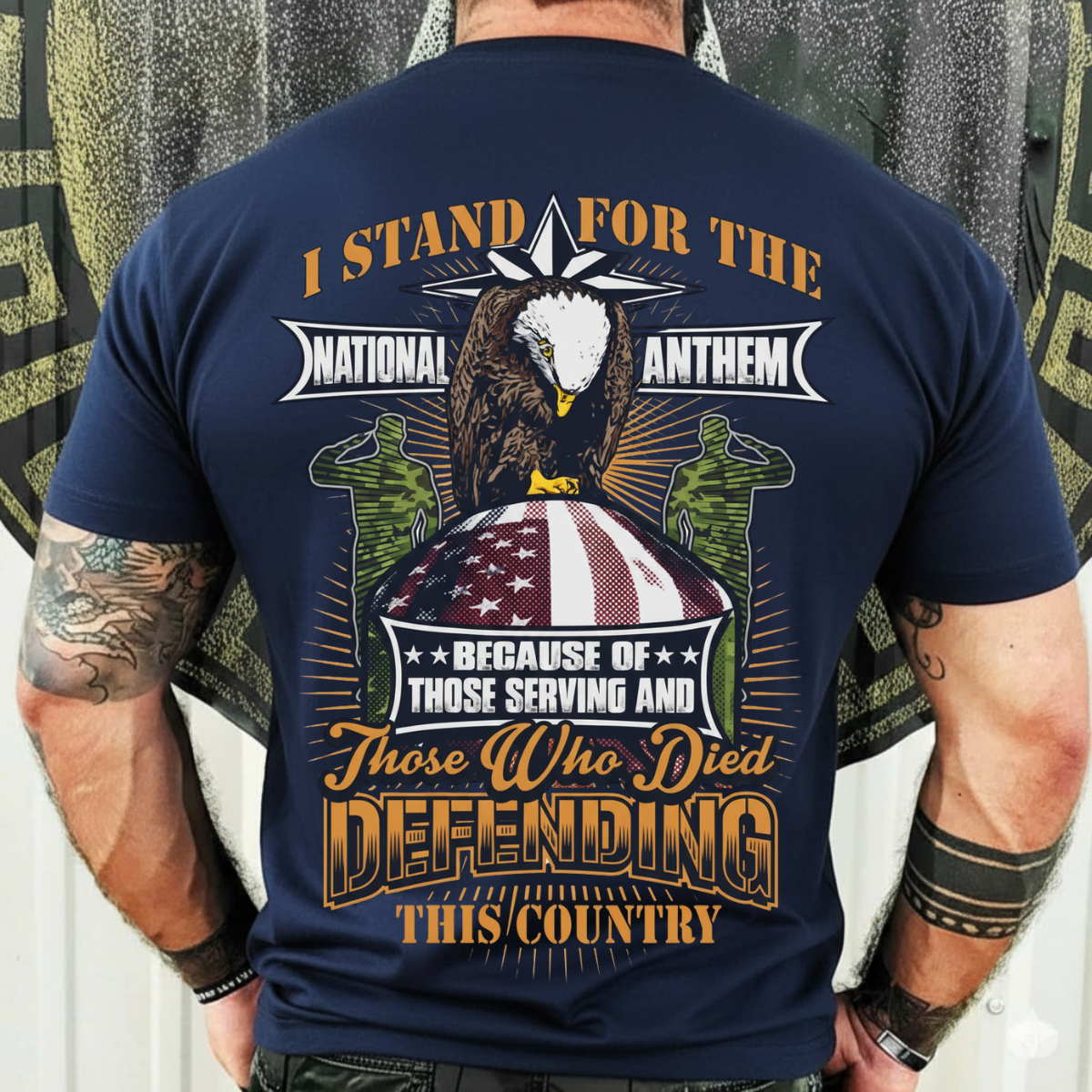 American Veteran Shirt – I Stand for the National Anthem – Patriotic Military Veteran Shirt for Men