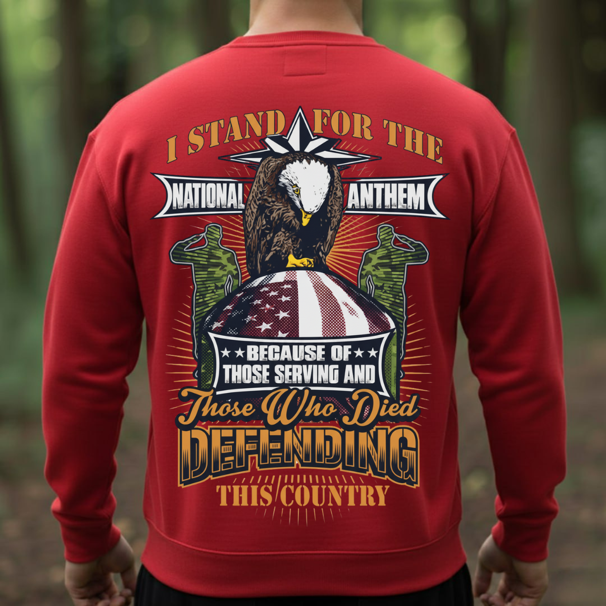 American Veteran Shirt – I Stand for the National Anthem – Patriotic Military Veteran Shirt for Men