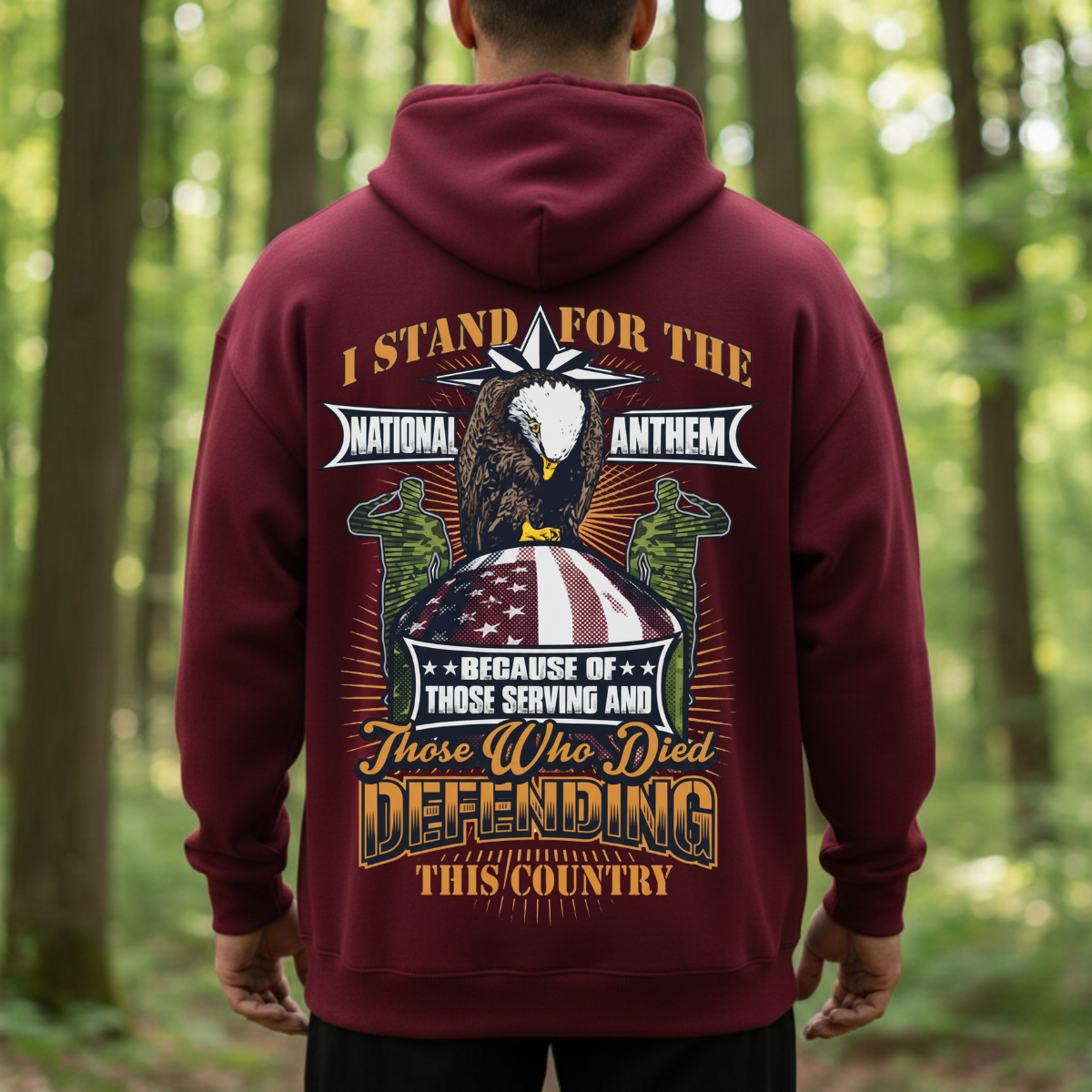 American Veteran Shirt – I Stand for the National Anthem – Patriotic Military Veteran Shirt for Men