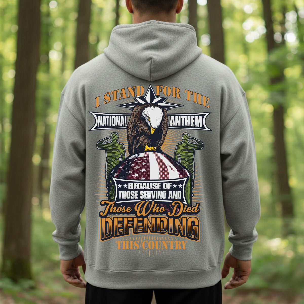 American Veteran Shirt – I Stand for the National Anthem – Patriotic Military Veteran Shirt for Men