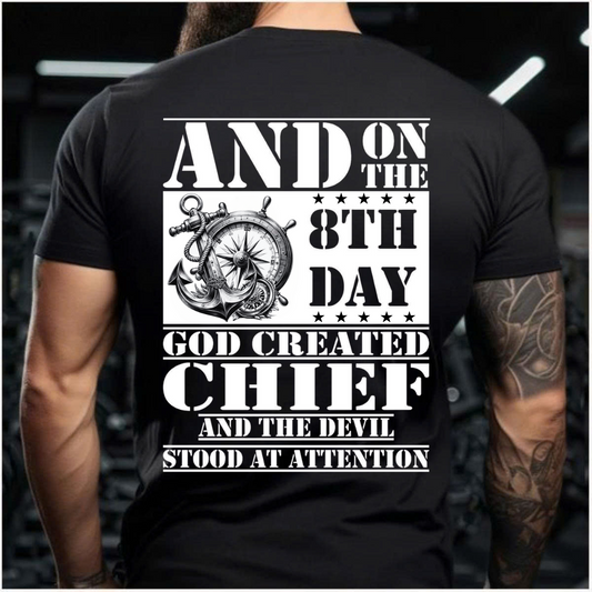 Military Navy Chief Shirt – God Created Chief And The Devil Stood At Attention Tee