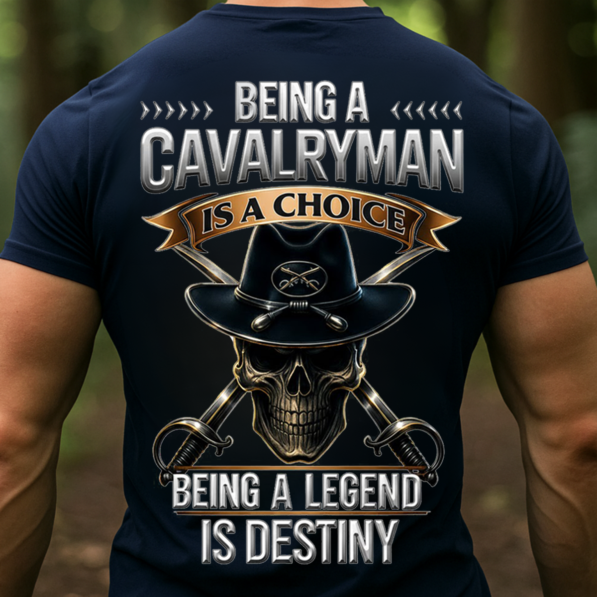 Being a Cavalryman Is a Choice Being a Legend Is Destiny Shirt – 1st Cavalry Division Veteran Skull Hat Military Tee for Proud U.S. Army Soldiers