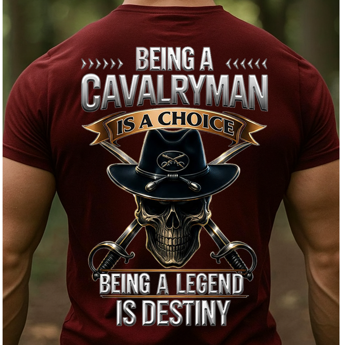 Being a Cavalryman Is a Choice Being a Legend Is Destiny Shirt – 1st Cavalry Division Veteran Skull Hat Military Tee for Proud U.S. Army Soldiers